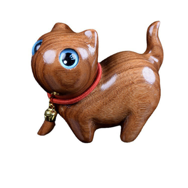 Large Blue Rosewood Cat Figurine 65mm Spiritual Decoration