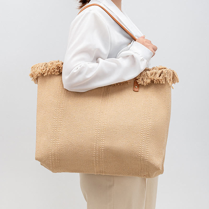 Large Capacity Canvas Tote Bag with Tassel | Spiritual Accessories