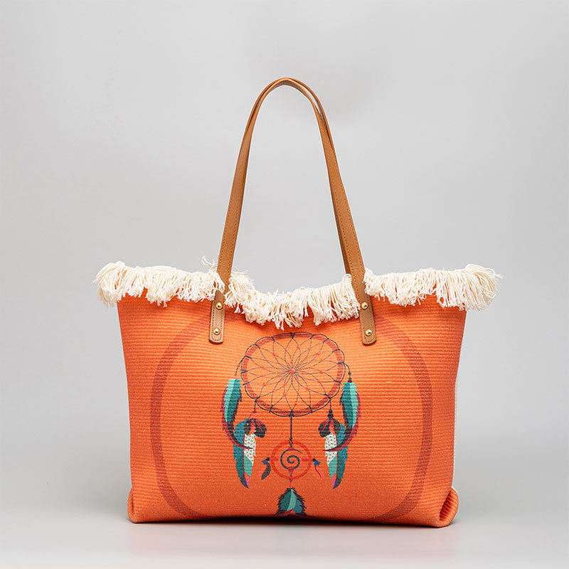 Large Capacity Dreamcatcher Mandala Canvas Tote Bag