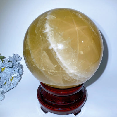 Large Citrine Crystal Sphere 20cm with Wooden Stand