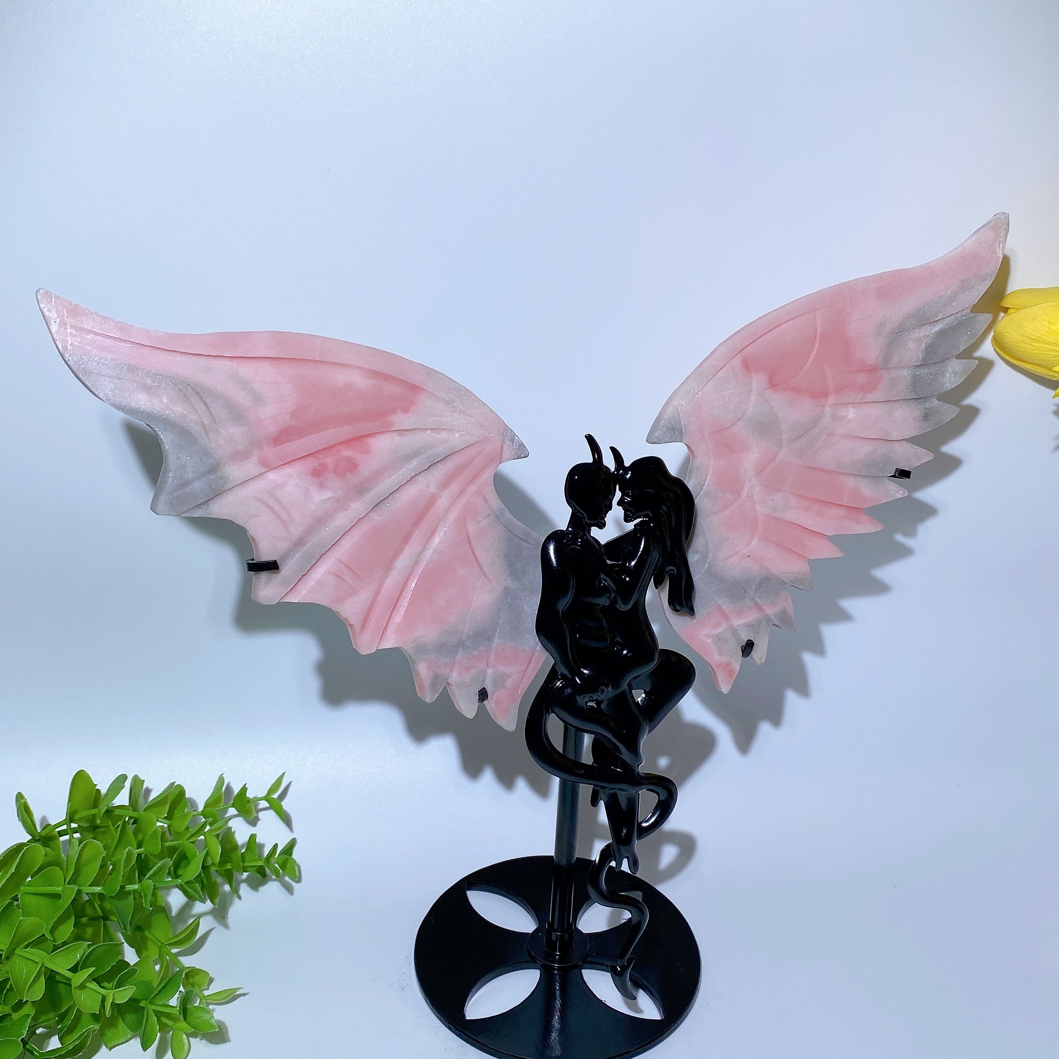 Large Crystal Devil Couple's Wings Carvings 25-30cm