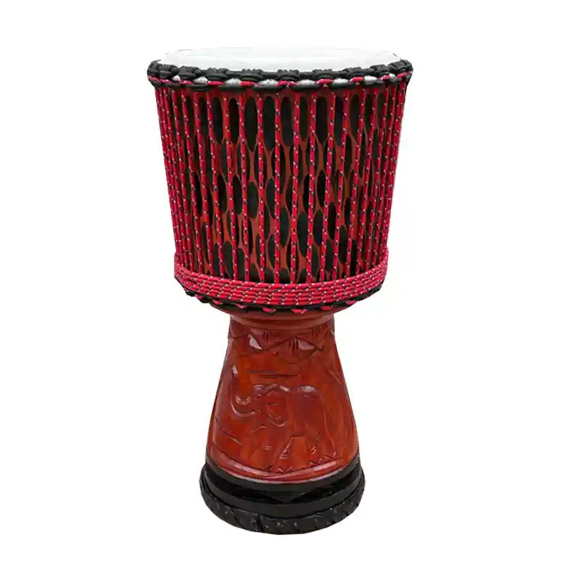 Large Djembe African Drum Hand-Carved Mahogany 10-15"