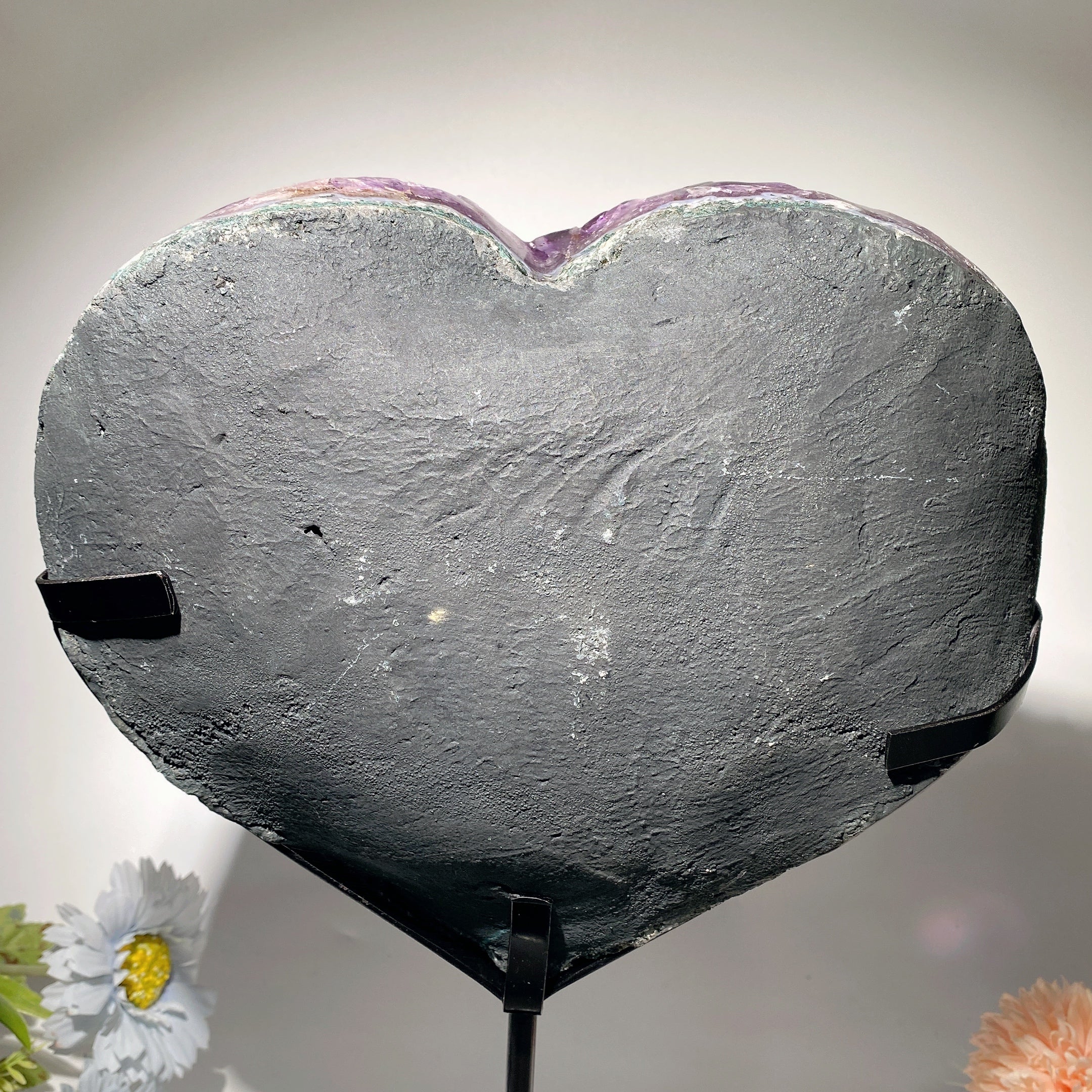 Large Heart-Shaped Amethyst Calcite Crystal Cluster 23cm