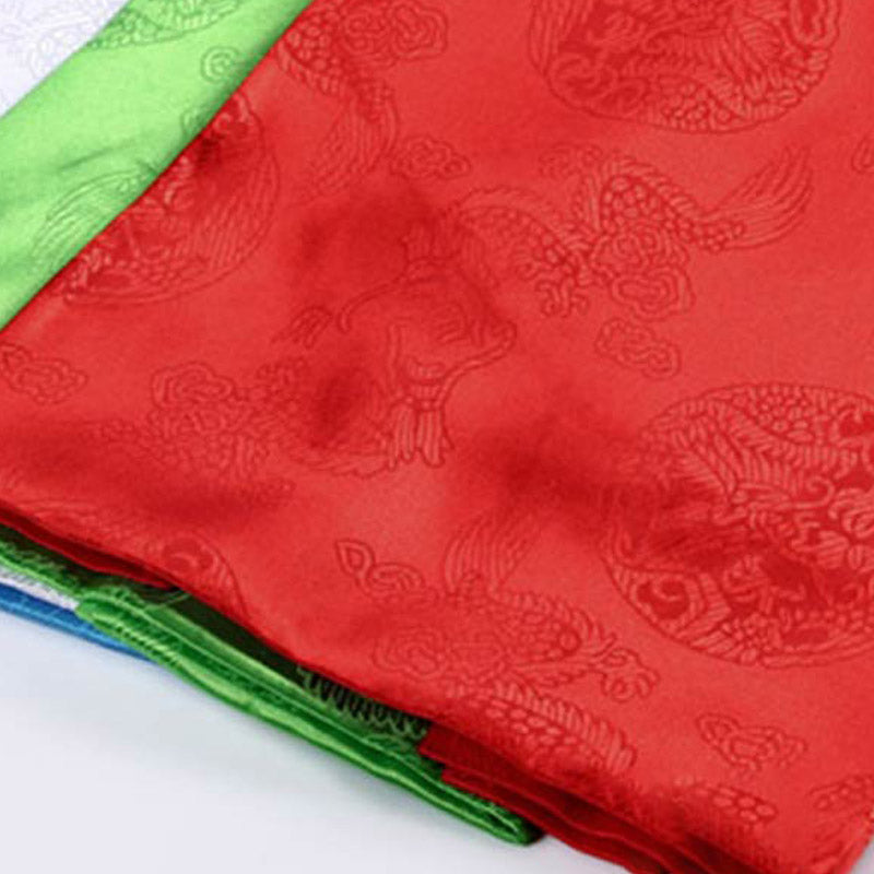 Large Tibetan Khata Decoration with Dragon Phoenix Pattern
