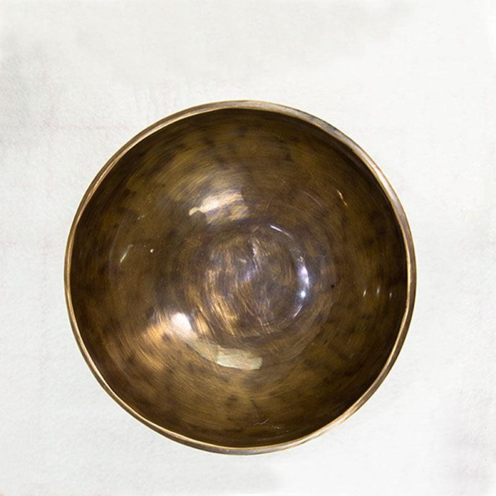 Large Tibetan Singing Bowl with bronze metallic patina for healing and meditation