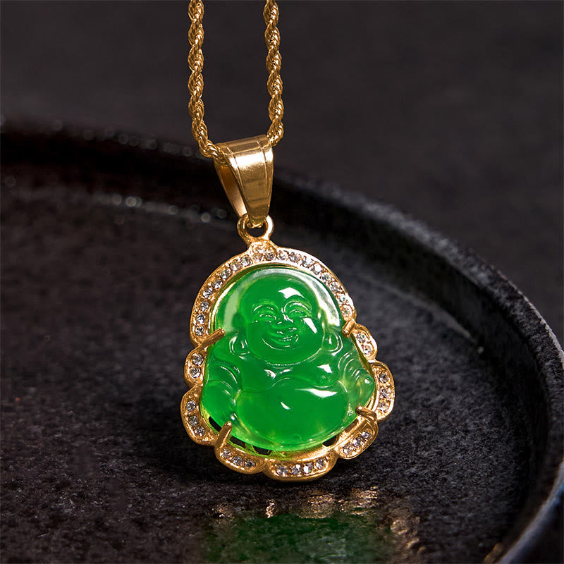 Laughing Buddha Feng Shui Jade Prosperity Necklace