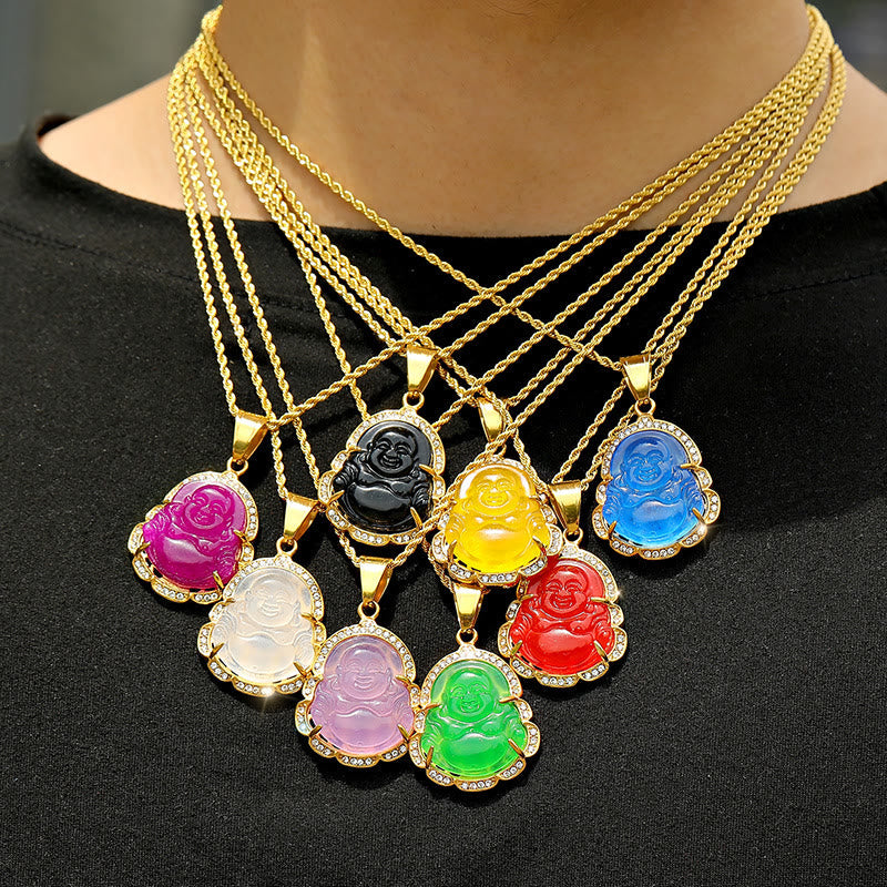 Laughing Buddha Feng Shui Jade Prosperity Necklace