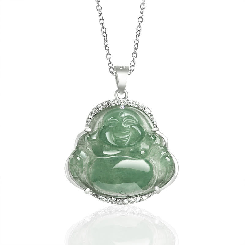 Laughing Buddha Jade Necklace for Luck and Prosperity | Healing Sounds