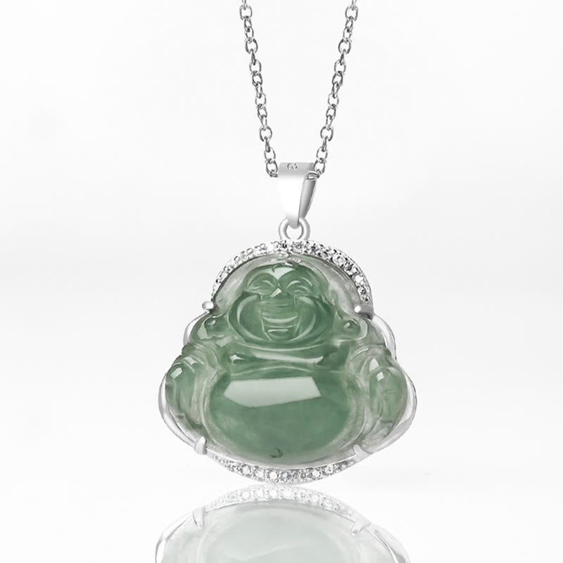 Laughing Buddha Jade Necklace for Luck and Prosperity | Healing Sounds