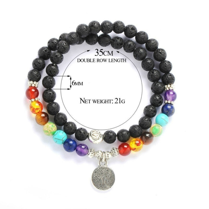 Lava Rock 7 Chakra Bracelet