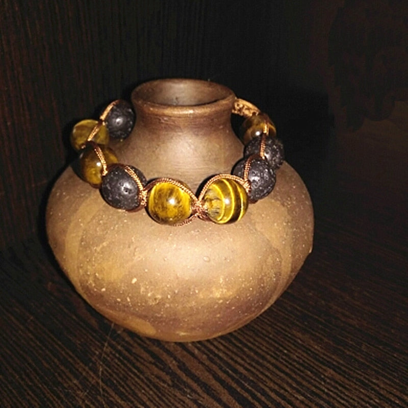 Lava Stone & Tiger Eye Gemstone Bracelet