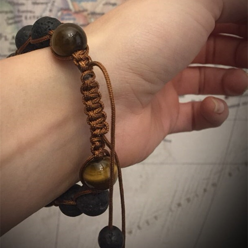 Lava Stone & Tiger Eye Gemstone Bracelet