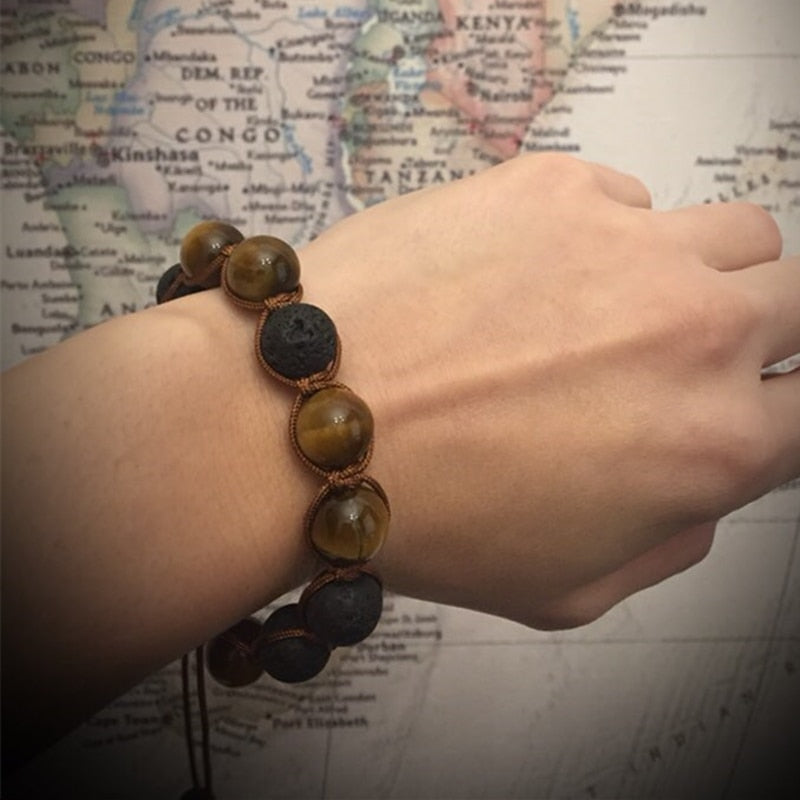 Lava Stone & Tiger Eye Gemstone Bracelet
