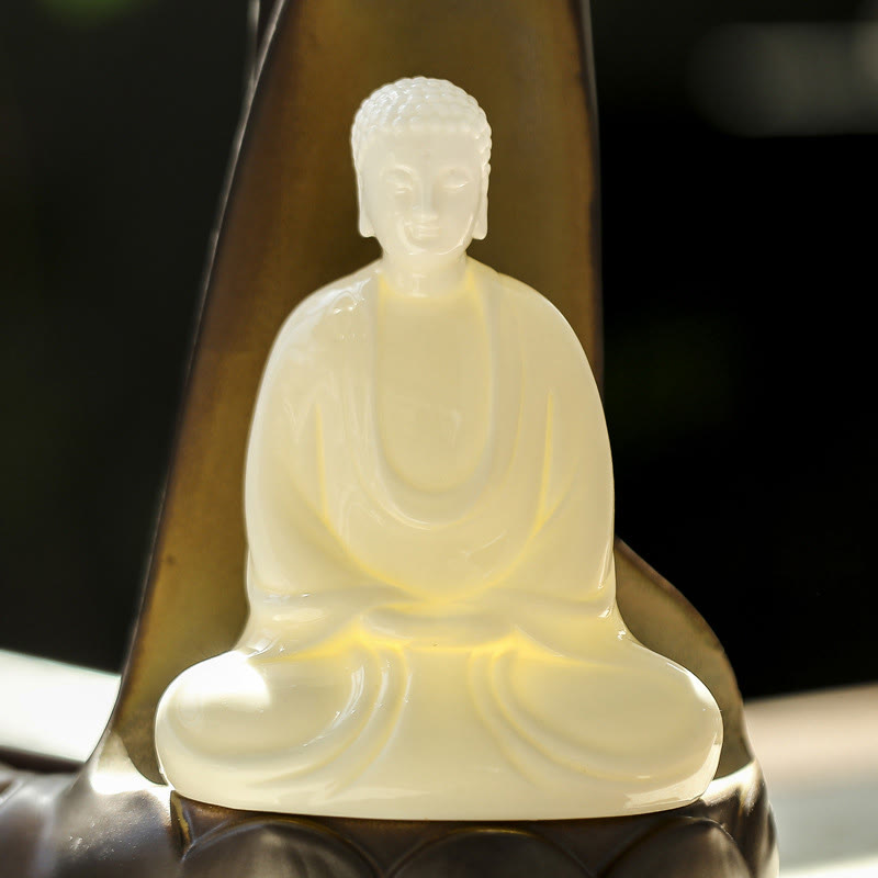 LED Buddha Hand Backflow Smoke Fountain Ceramic Incense Burner