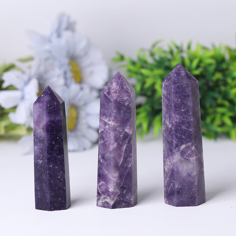 Lepidolite Purple Crystal Point 2.5-4.5 Inch Healing Decor