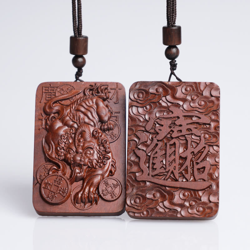 Lightning Struck Jujube Wood Pixiu Necklace for Fortune