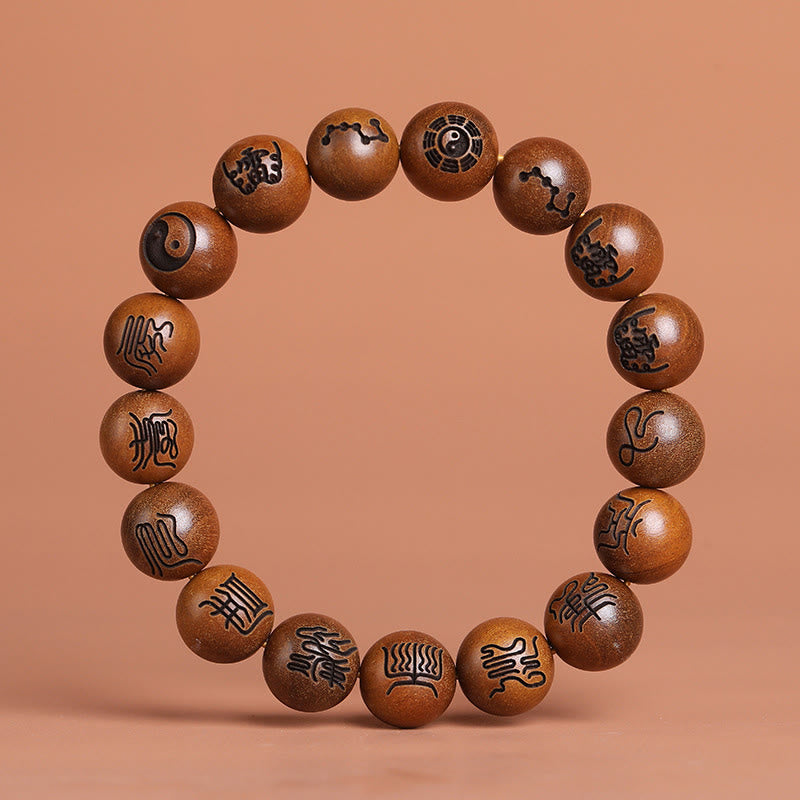 Lightning Struck Jujube Wood Yin Yang Bracelet for Protection