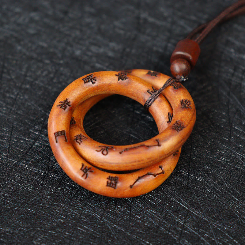 Lightning Struck Jujube Wood Yin Yang Necklace Pendant