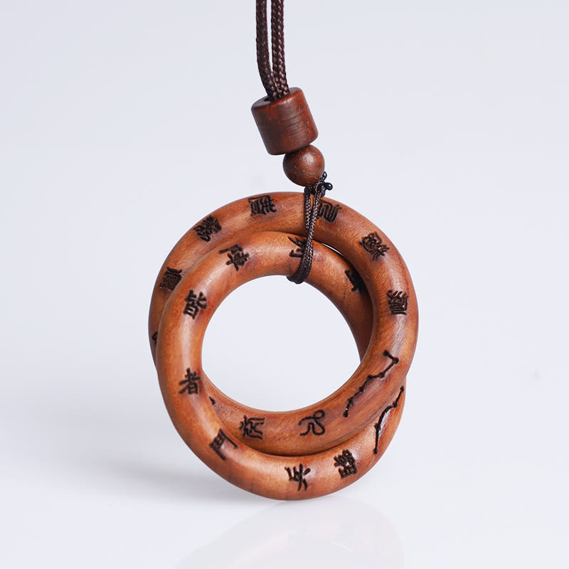 Lightning Struck Jujube Wood Yin Yang Necklace Pendant
