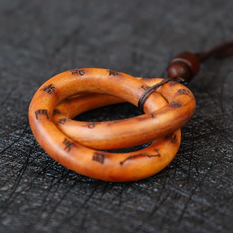 Lightning Struck Jujube Wood Yin Yang Necklace Pendant