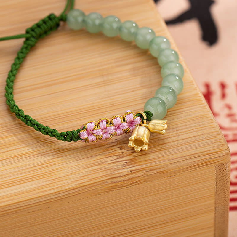 Lily of the Valley Jade Luck Bracelet | Prosperity & Protection