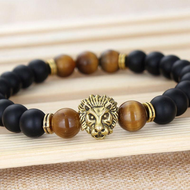 Lion Strength Bracelet with Agate and Onyx