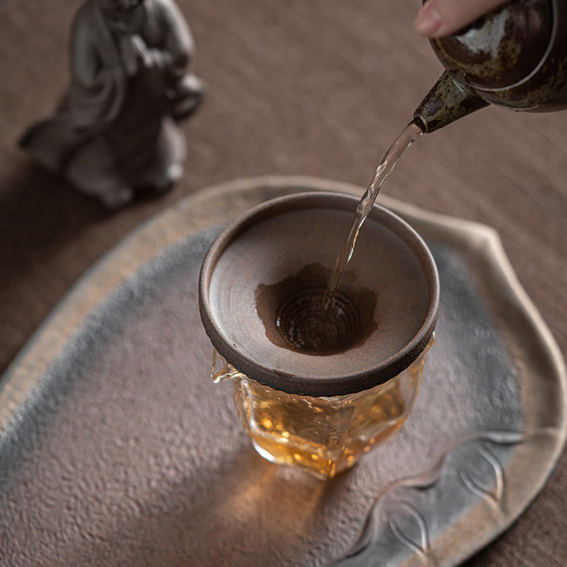 Little Brown Monk Ceramic Tea Strainer|8.7cm Meditation Ornament