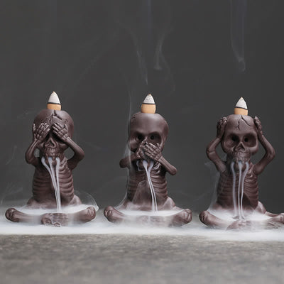 Little Ghost Purple Clay Backflow Incense Burner Peace Decor