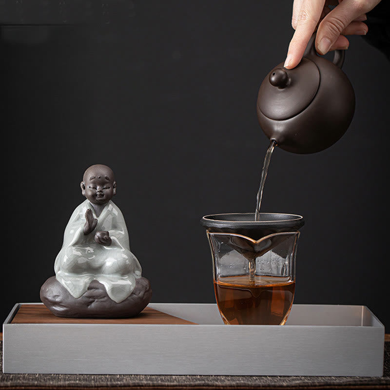 Little Zen Monk Ceramic Tea Strainer | Meditation Buddha Statue