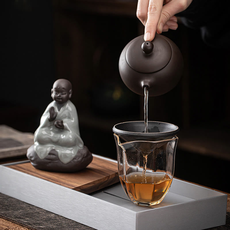Little Zen Monk Ceramic Tea Strainer | Meditation Buddha Statue