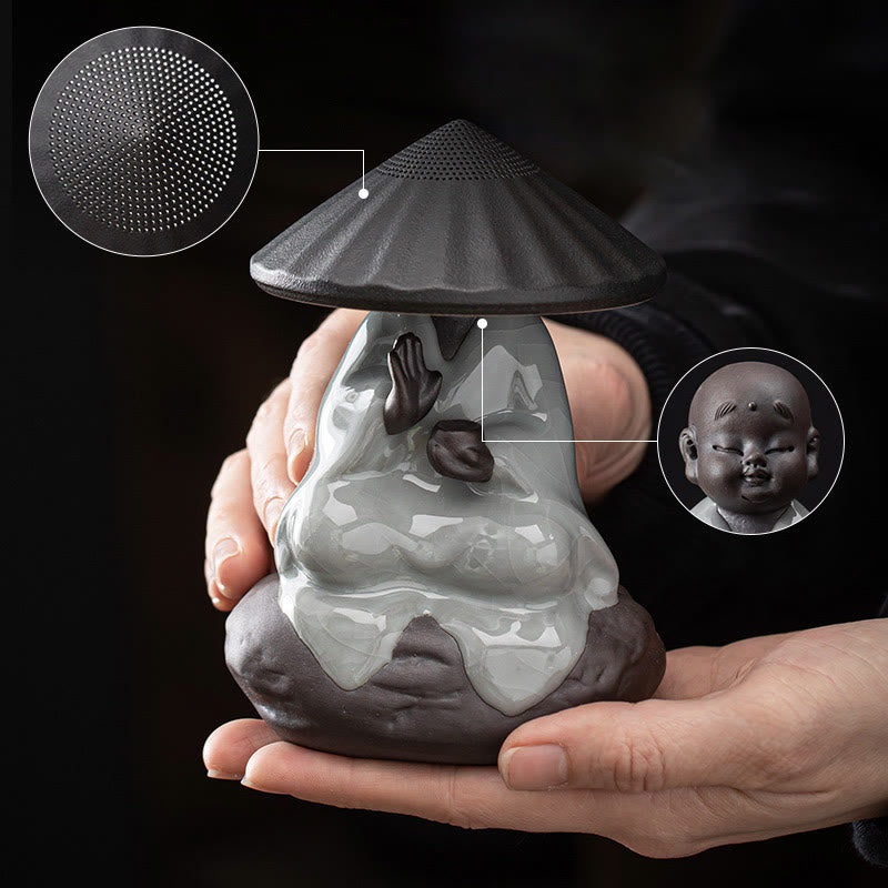 Little Zen Monk Ceramic Tea Strainer | Meditation Buddha Statue