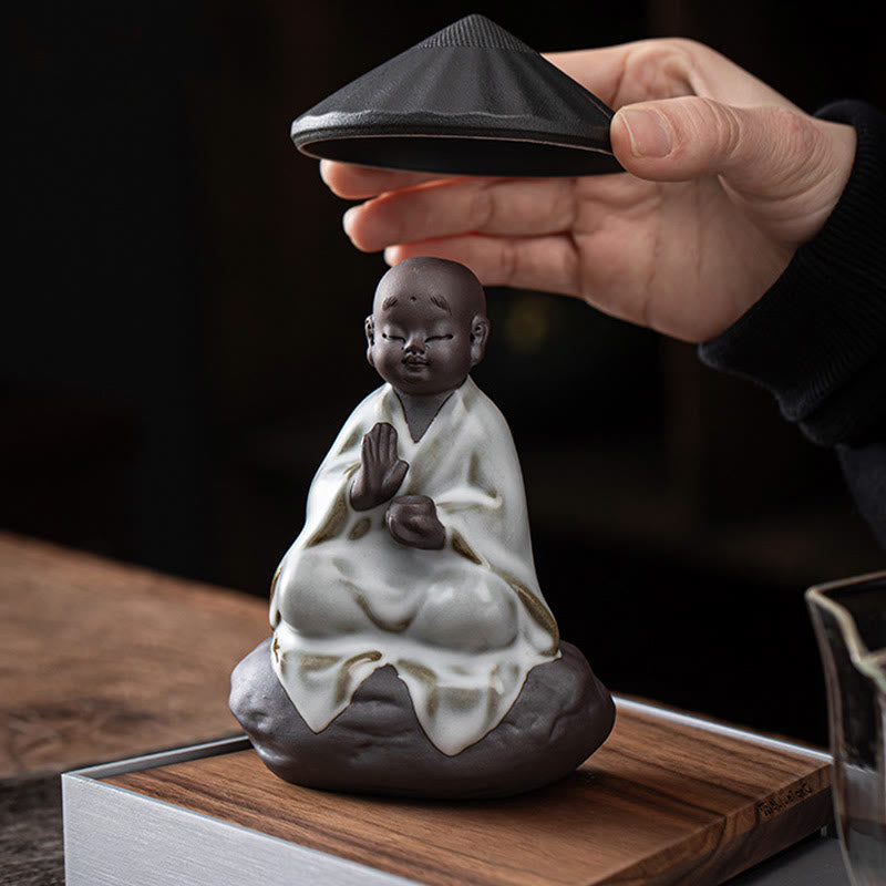 Little Zen Monk Ceramic Tea Strainer | Meditation Buddha Statue
