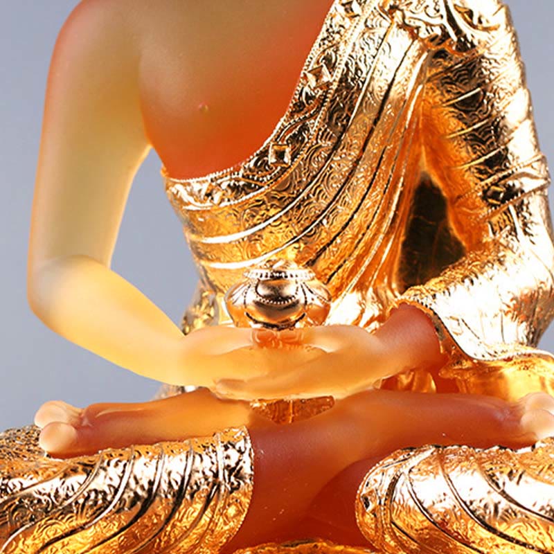 Liuli Buddha Statue Serenity Figurine 15cm Feng Shui Art