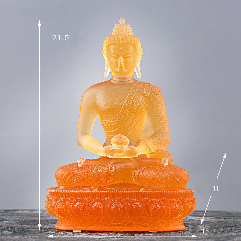 Liuli Buddha Statue Serenity Figurine 15cm Feng Shui Art