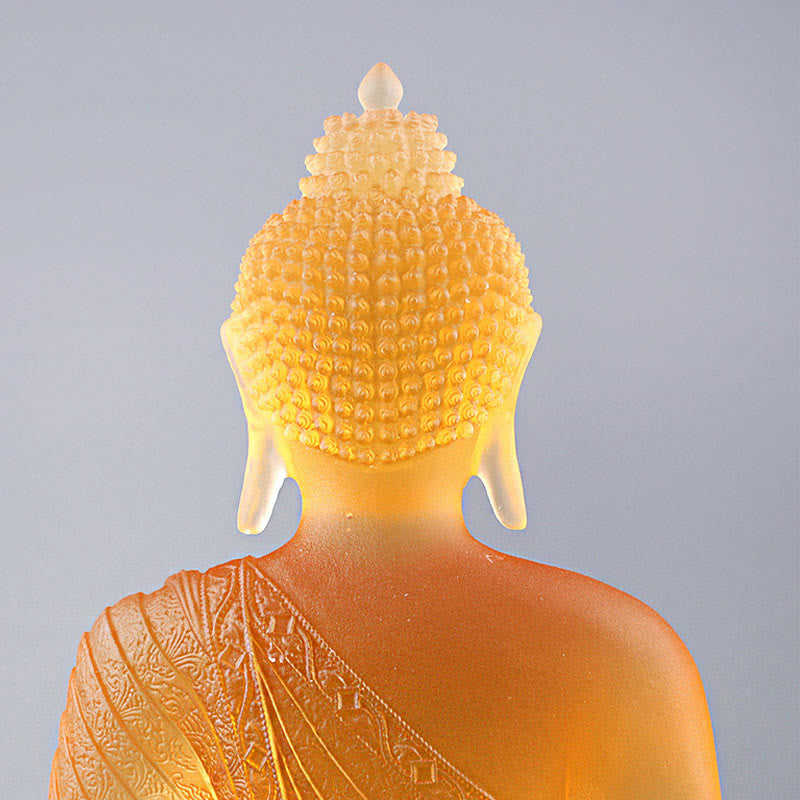 Liuli Buddha Statue Serenity Figurine 15cm Feng Shui Art