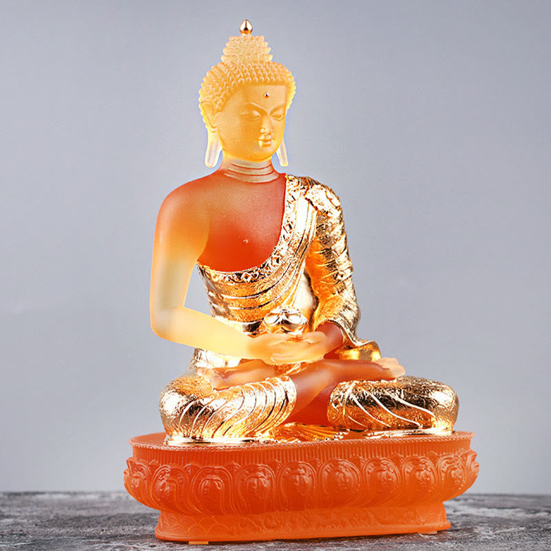 Liuli Buddha Statue Serenity Figurine 15cm Feng Shui Art