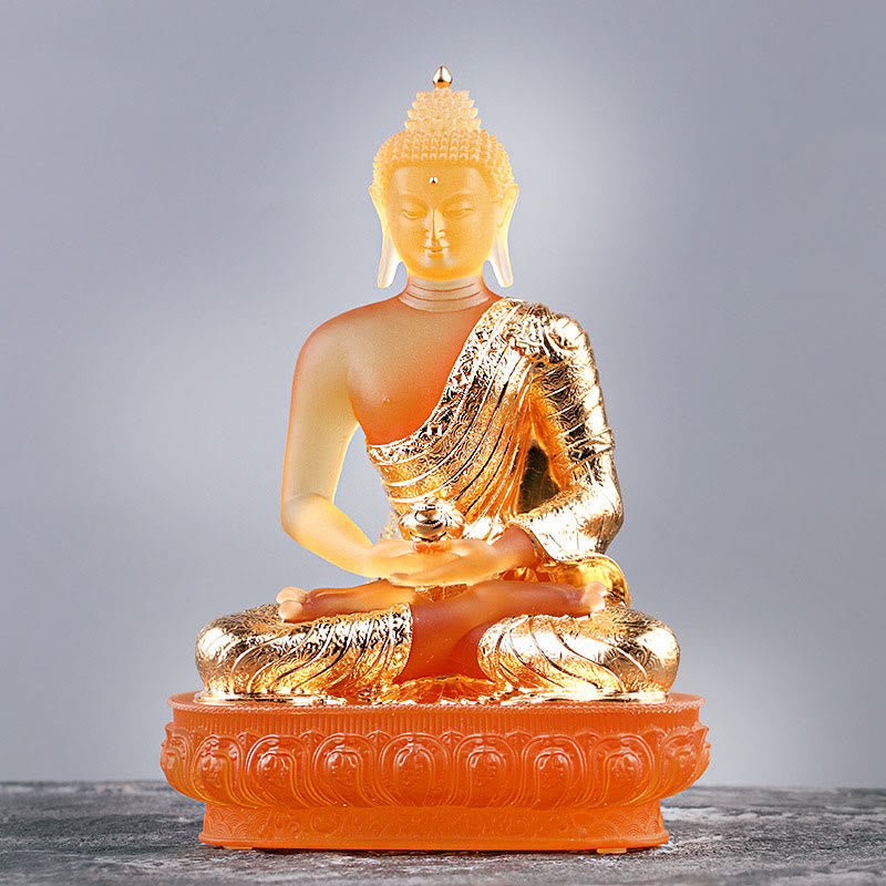 Liuli Buddha Statue Serenity Figurine 15cm Feng Shui Art