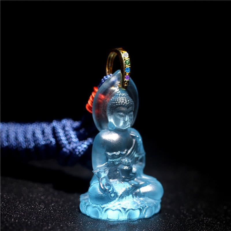 Liuli Crystal Buddha Necklace | Medicine Buddha Amulet | Healing