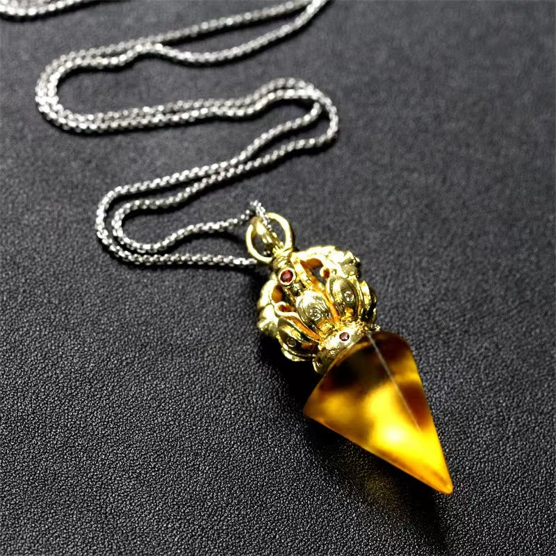 Liuli Crystal Dorje Vajra Spiritual Strength Necklace