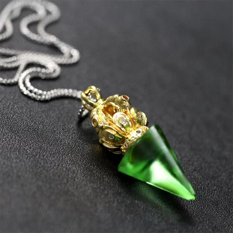 Liuli Crystal Dorje Vajra Spiritual Strength Necklace