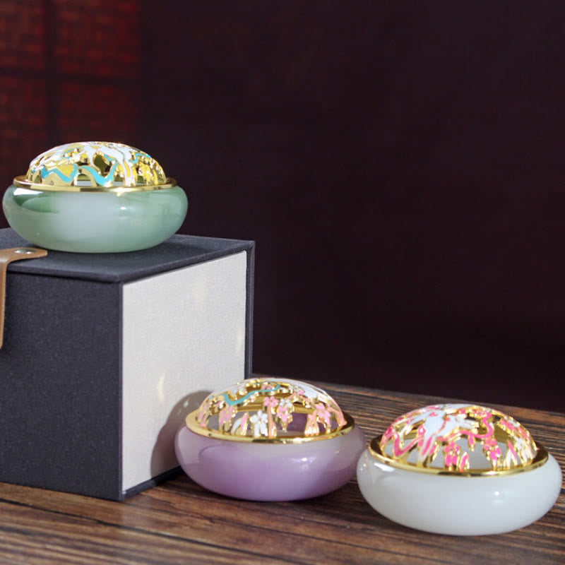 Liuli Crystal Nine Tailed Fox Incense Burner for Meditation