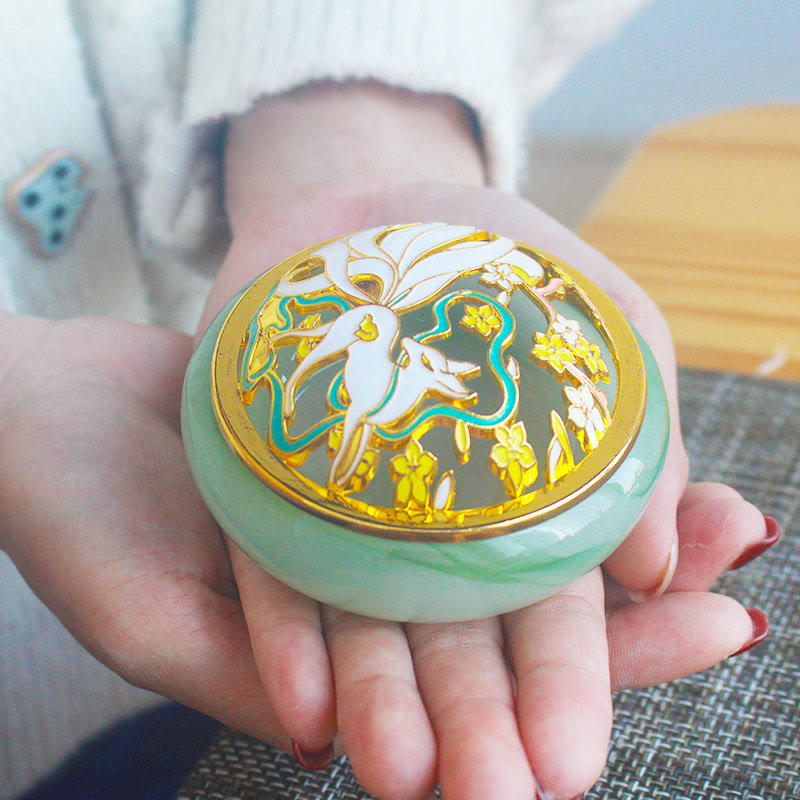 Liuli Crystal Nine Tailed Fox Incense Burner for Meditation