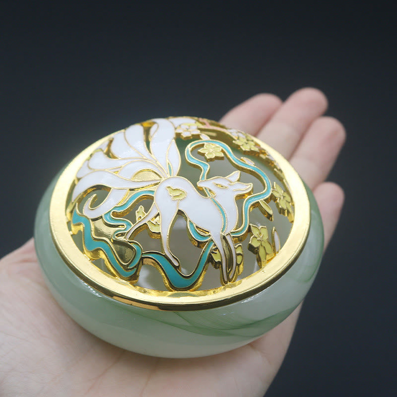 Liuli Crystal Nine Tailed Fox Incense Burner for Meditation