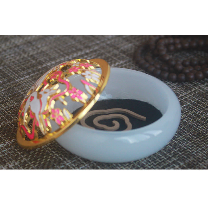 Liuli Crystal Nine Tailed Fox Incense Burner for Meditation