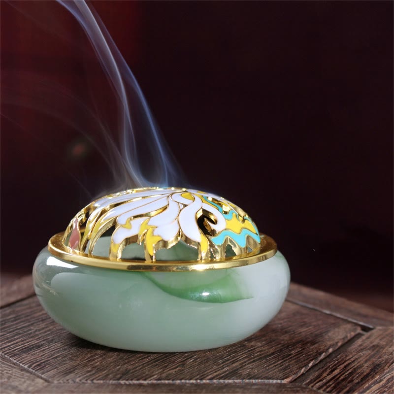 Liuli Crystal Nine Tailed Fox Incense Burner for Meditation