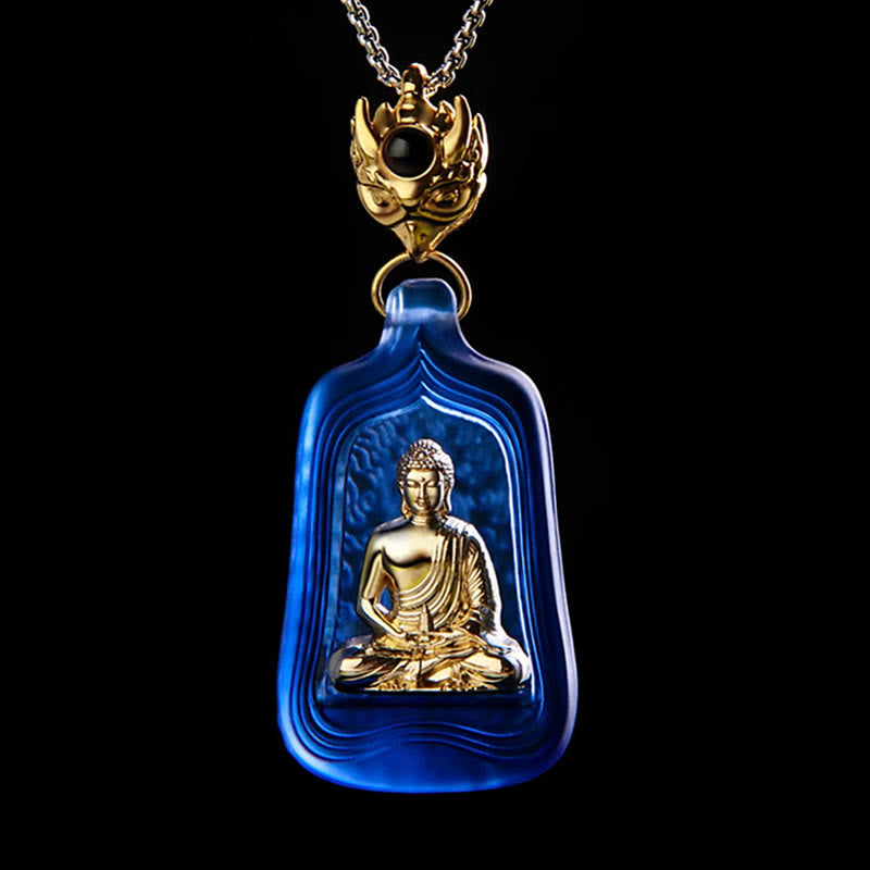 Liuli Tibetan Medicine Buddha Compassion Necklace 48mm