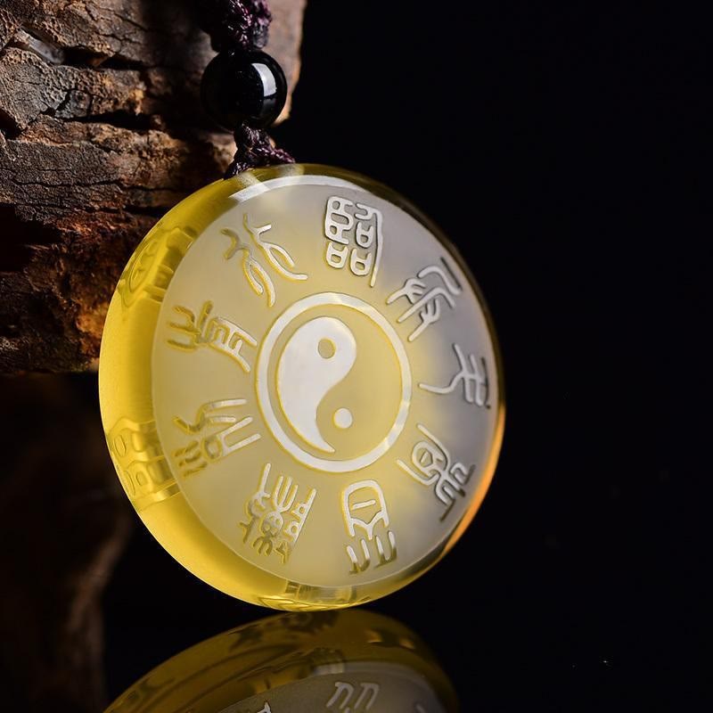 Liuli Yin Yang Balance Necklace with Five Sacred Mountains Symbol
