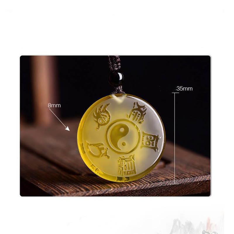 Liuli Yin Yang Balance Necklace with Five Sacred Mountains Symbol