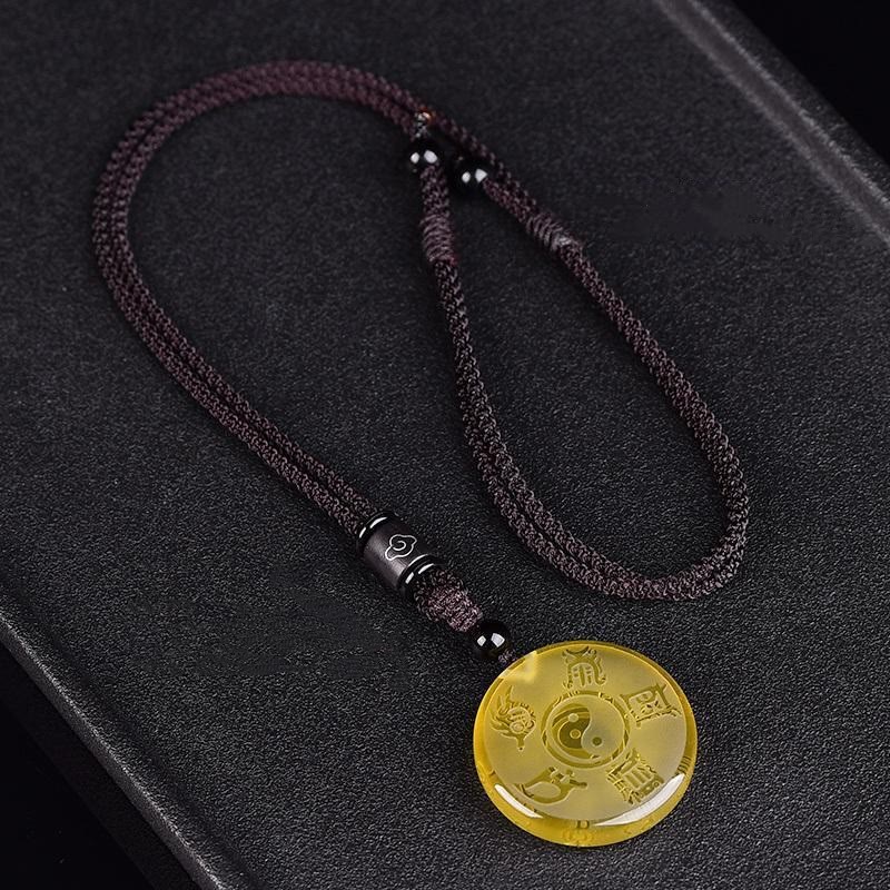 Liuli Yin Yang Balance Necklace with Five Sacred Mountains Symbol