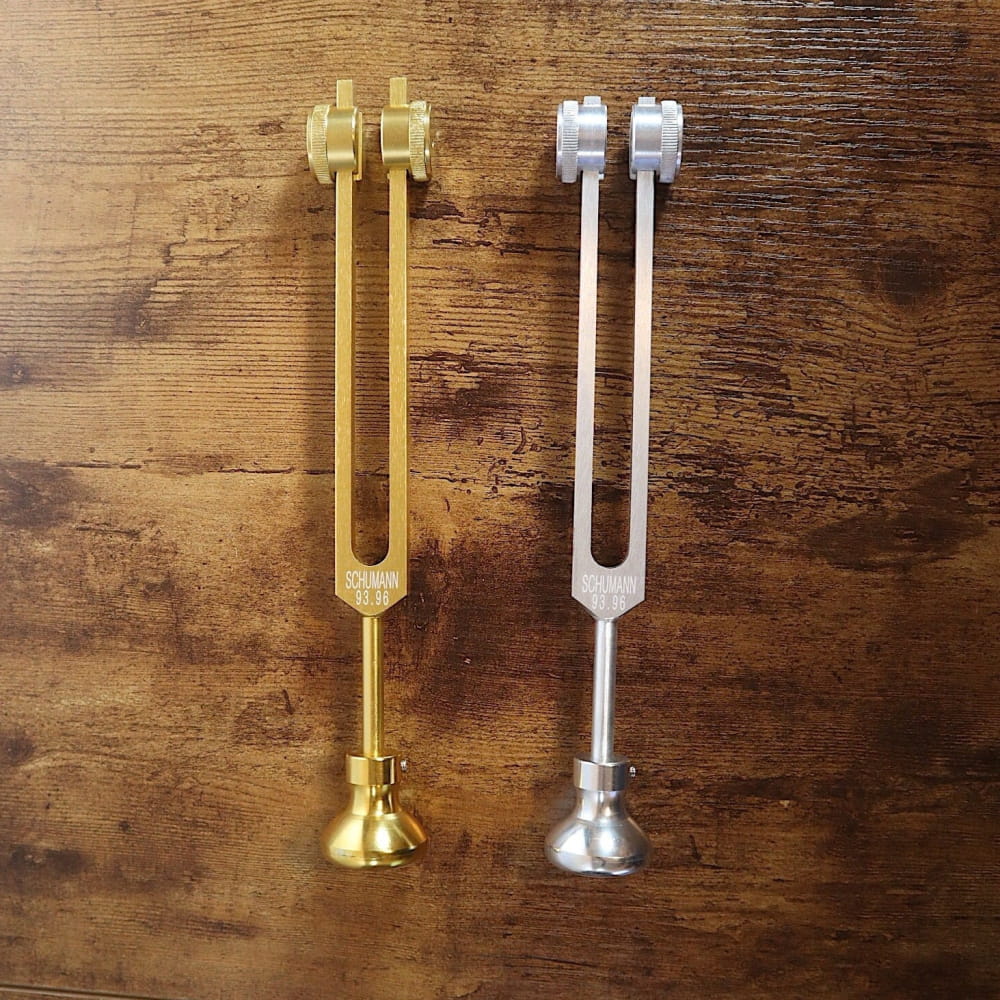 Long Resonance Tuning Fork Set with Pouch & Striker Sound Therapy - Schumann Gold - On sale